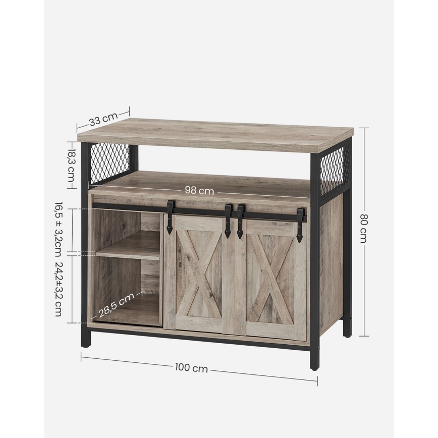 Dressoir met schuifdeuren FIRA taupe/zwart