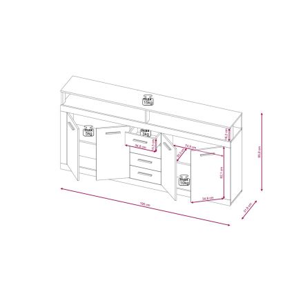 Dressoir RUNA 190x96x32 cm donkerbruin/antraciet