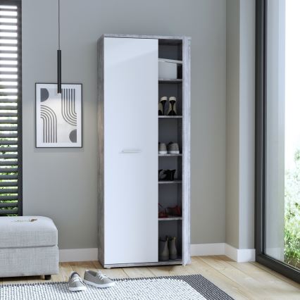 Dressoir/schoenenkast SIMO wit/betongrijs