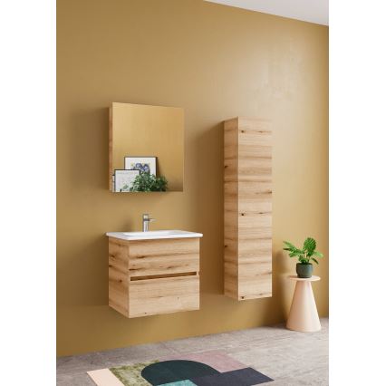 Dřevojas - Hangende badkamerkast ZYLO 35x155 cm eiken