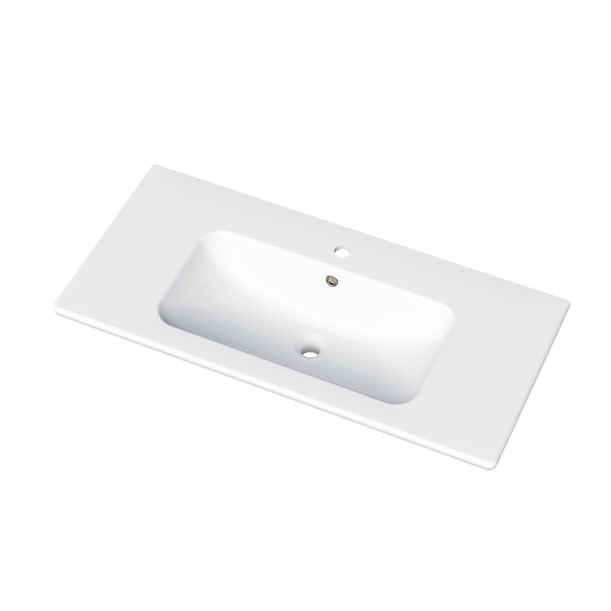 Dřevojas - Wastafelmeubel met wastafel BANO 100x47 cm donker eiken/wit