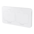 Dubbele inbouw-vloercontactdoos voor buiten, IP55, wit, rechthoekig