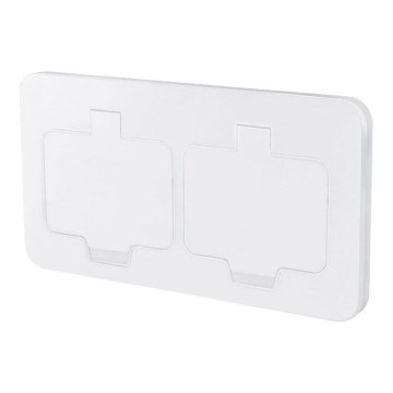 Dubbele inbouw-vloercontactdoos voor buiten, IP55, wit, rechthoekig