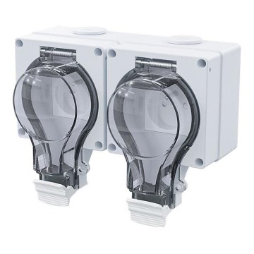 Dubbele wandcontactdoos IP66 voor vochtige omgevingen 230V/16A – water- en stofdicht