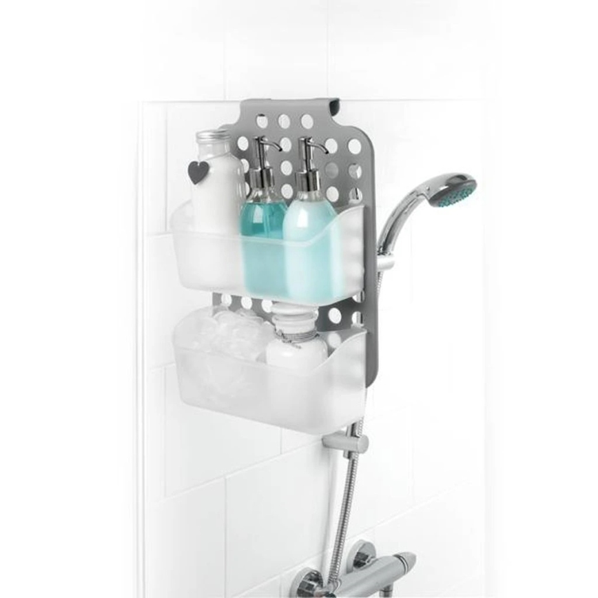 Twee-laags hangende doucheplank 12x35,5 cm grijs/wit
