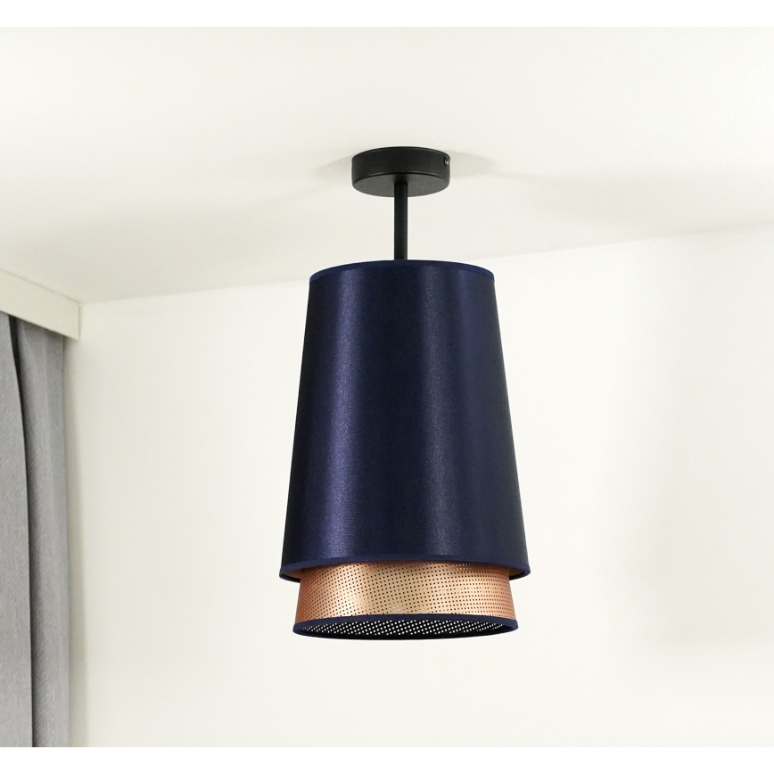 Duolla - Bevestigde hanglamp BELL SHINY 1xE27/15W/230V diameter 25 cm blauw/koper