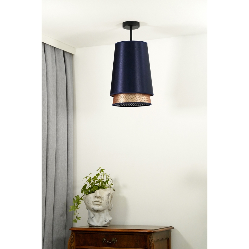 Duolla - Bevestigde hanglamp BELL SHINY 1xE27/15W/230V diameter 25 cm blauw/koper