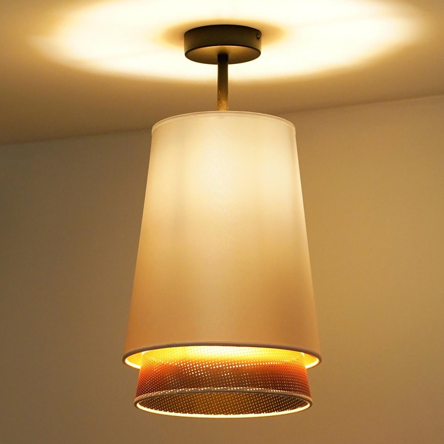 Duolla - Bevestigde hanglamp BELL SHINY 1xE27/15W/230V diameter 25 cm wit/koper