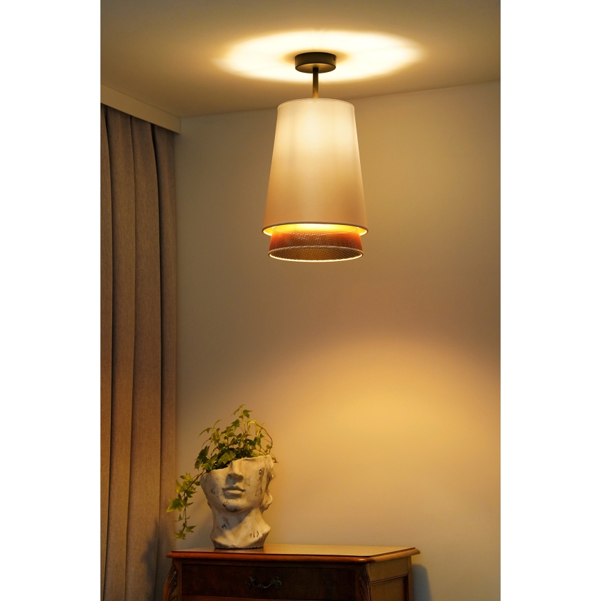 Duolla - Bevestigde hanglamp BELL SHINY 1xE27/15W/230V diameter 25 cm wit/koper