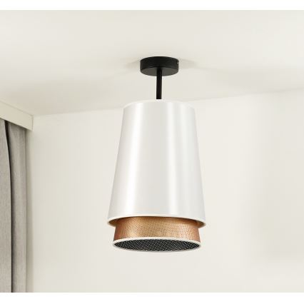 Duolla - Bevestigde hanglamp BELL SHINY 1xE27/15W/230V diameter 25 cm wit/koper