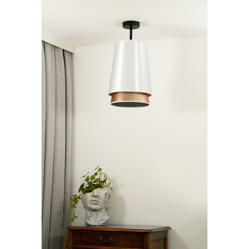 Duolla - Bevestigde hanglamp BELL SHINY 1xE27/15W/230V diameter 25 cm wit/koper