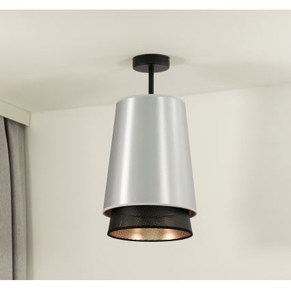 Duolla - Bevestigde hanglamp BELL SHINY 1xE27/15W/230V diameter 25 cm zilver/zwart
