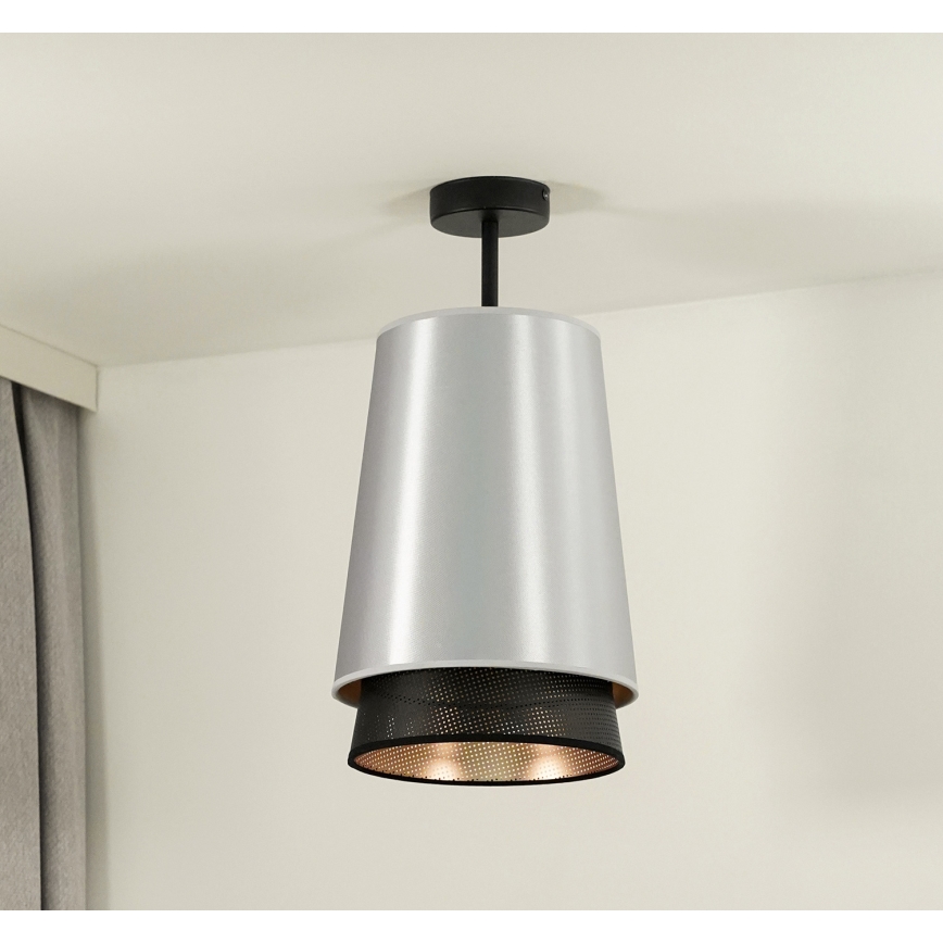 Duolla - Bevestigde hanglamp BELL SHINY 1xE27/15W/230V diameter 25 cm zilver/zwart