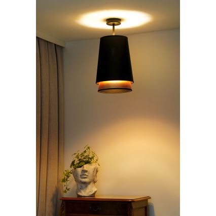 Duolla - Bevestigde hanglamp BELL SHINY 1xE27/15W/230V diameter 25 cm zwart/koper