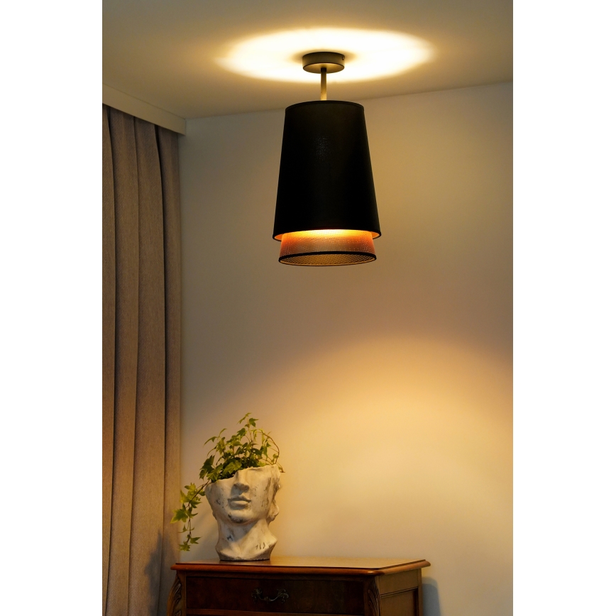 Duolla - Bevestigde hanglamp BELL SHINY 1xE27/15W/230V diameter 25 cm zwart/koper