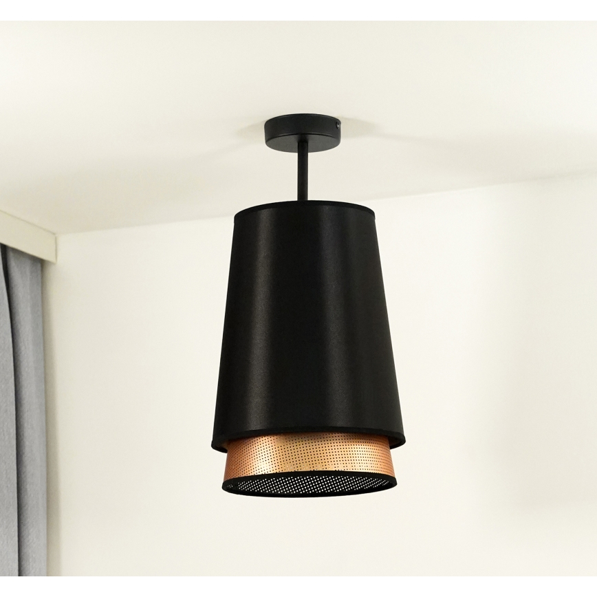 Duolla - Bevestigde hanglamp BELL SHINY 1xE27/15W/230V diameter 25 cm zwart/koper