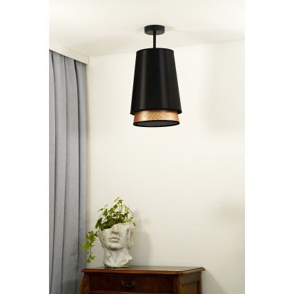 Duolla - Bevestigde hanglamp BELL SHINY 1xE27/15W/230V diameter 25 cm zwart/koper