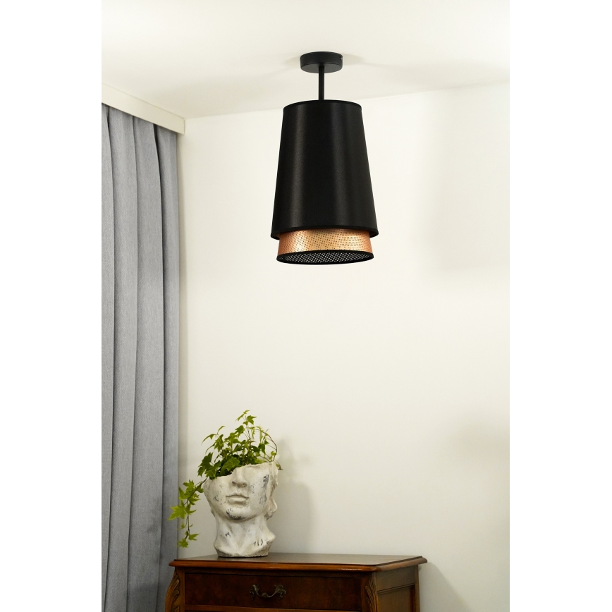 Duolla - Bevestigde hanglamp BELL SHINY 1xE27/15W/230V diameter 25 cm zwart/koper