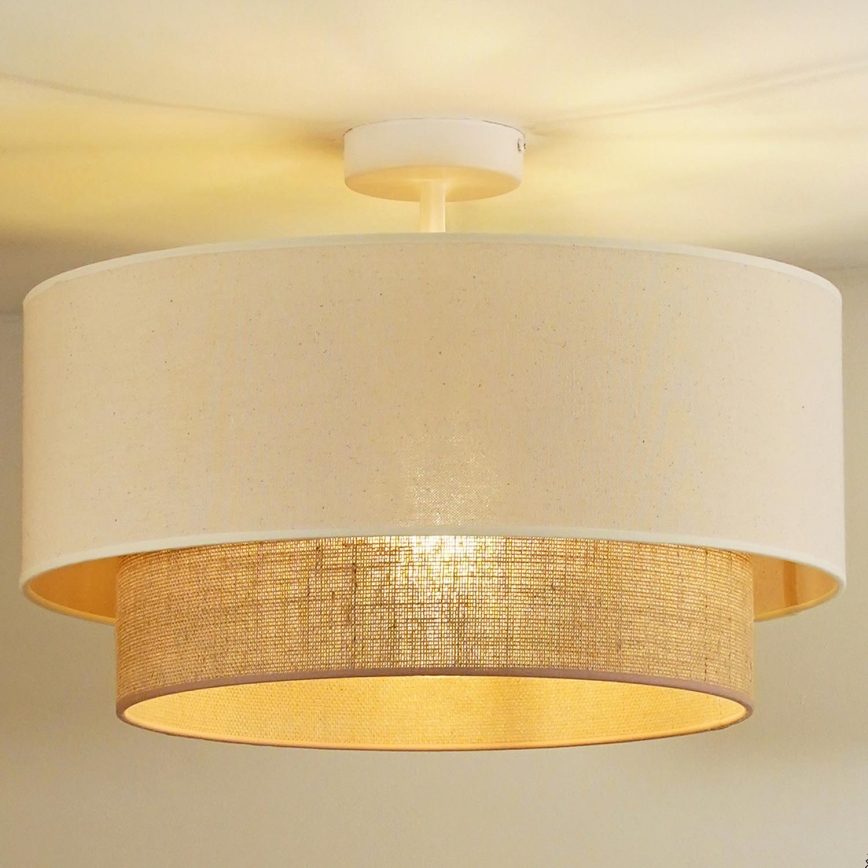 Duolla - Bevestigde hanglamp BOHO 1xE27/15W/230V diameter 45 cm crème/bruin