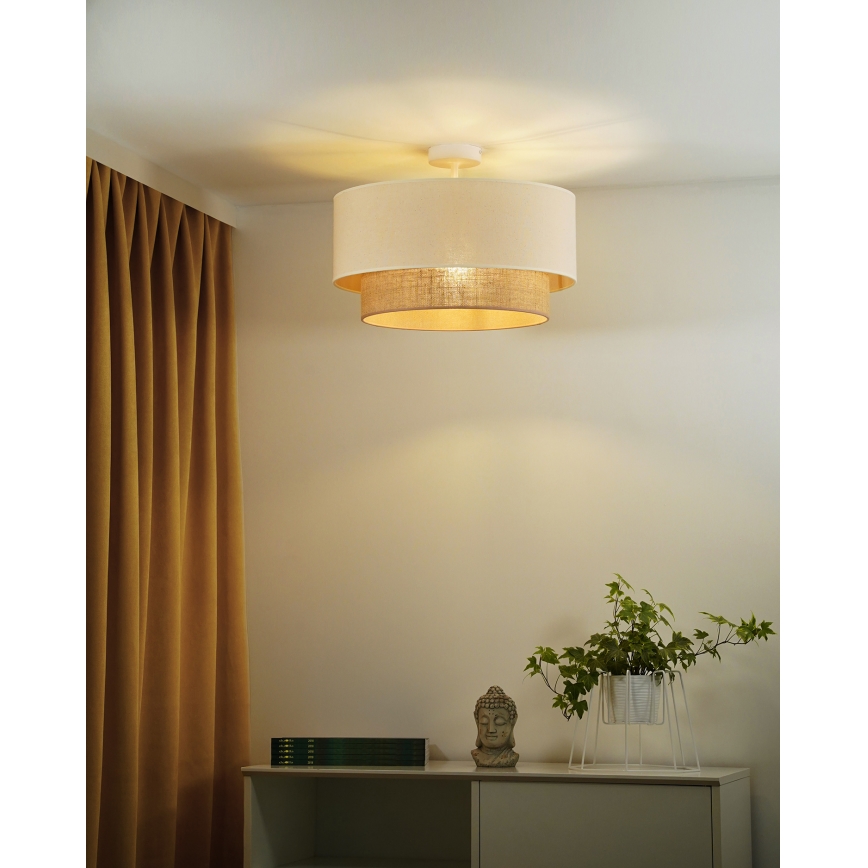 Duolla - Bevestigde hanglamp BOHO 1xE27/15W/230V diameter 45 cm crème/bruin