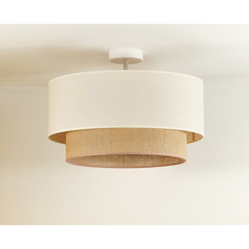 Duolla - Bevestigde hanglamp BOHO 1xE27/15W/230V diameter 45 cm crème/bruin