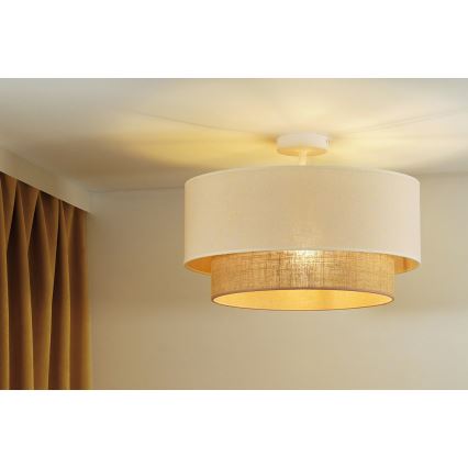 Duolla - Bevestigde hanglamp BOHO 1xE27/15W/230V diameter 45 cm crème/bruin