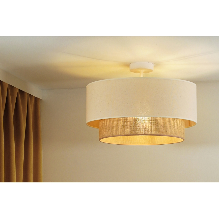 Duolla - Bevestigde hanglamp BOHO 1xE27/15W/230V diameter 45 cm crème/bruin