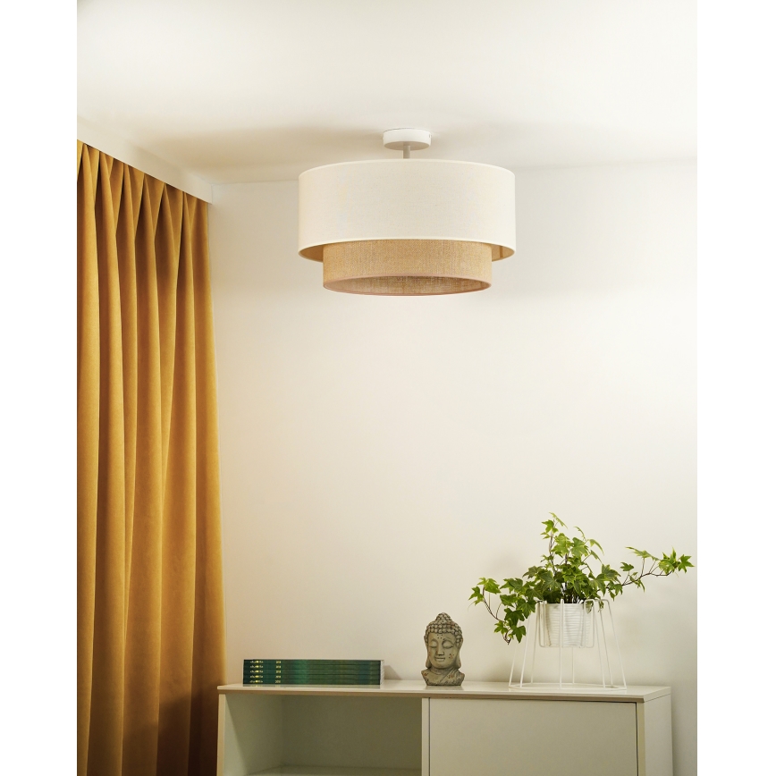 Duolla - Bevestigde hanglamp BOHO 1xE27/15W/230V diameter 45 cm crème/bruin