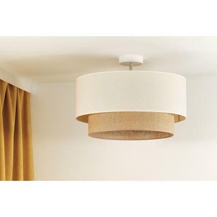 Duolla - Bevestigde hanglamp BOHO 1xE27/15W/230V diameter 45 cm crème/bruin