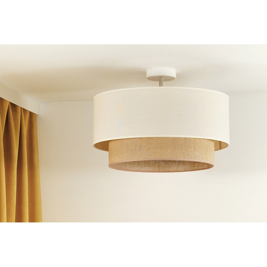 Duolla - Bevestigde hanglamp BOHO 1xE27/15W/230V diameter 45 cm crème/bruin