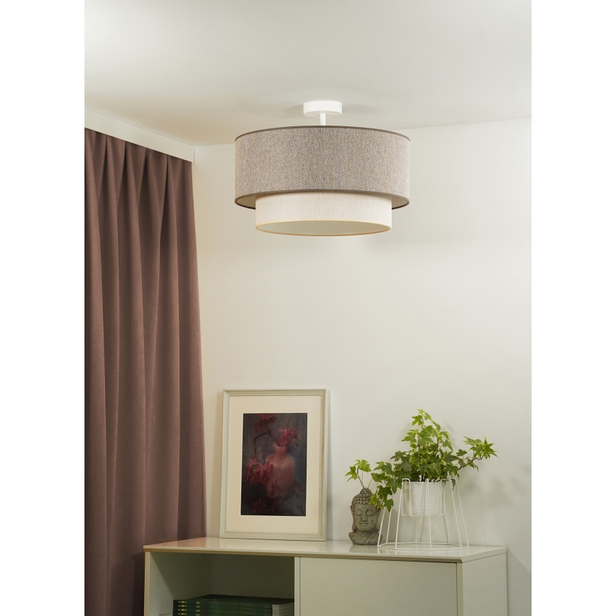 Duolla - Bevestigde hanglamp BOHO ECO RECYCLING 1xE27/15W/230V diameter 45 cm bruin/crème