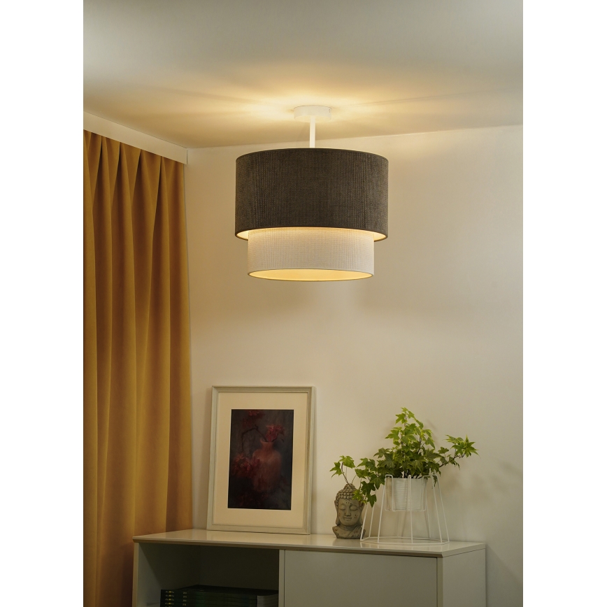 Duolla - Bevestigde hanglamp CORDUROY 1xE27/15W/230V diameter 40 cm bruin/crème