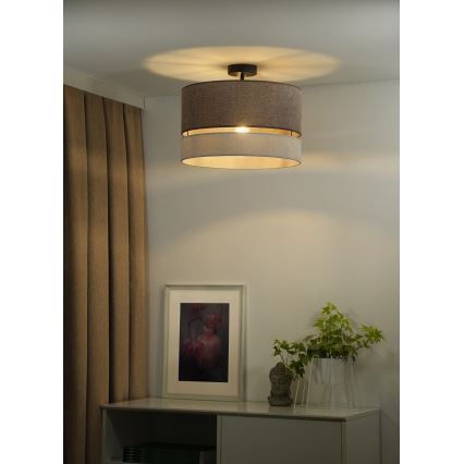 Duolla - Bevestigde hanglamp DOUBLE 1xE27/15W/230V diameter 40 cm bruin/grijs