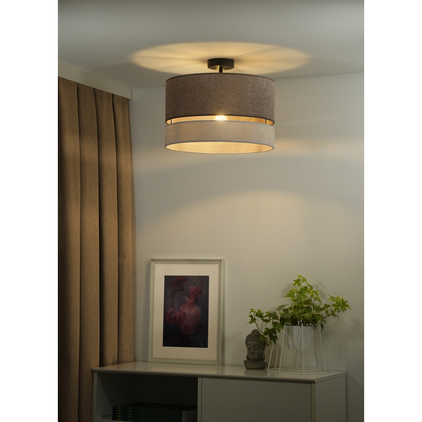 Duolla - Bevestigde hanglamp DOUBLE 1xE27/15W/230V diameter 40 cm bruin/grijs