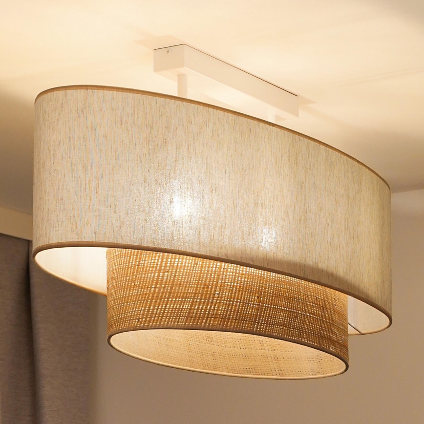 Duolla - Bevestigde hanglamp DOUBLE OVAL NATURE 2xE27/15W/230V crème/beige