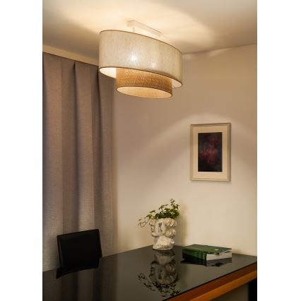 Duolla - Bevestigde hanglamp DOUBLE OVAL NATURE 2xE27/15W/230V crème/beige