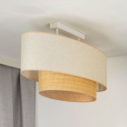 Duolla - Bevestigde hanglamp DOUBLE OVAL NATURE 2xE27/15W/230V crème/beige