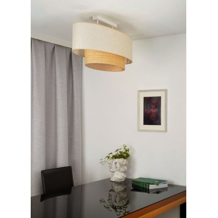 Duolla - Bevestigde hanglamp DOUBLE OVAL NATURE 2xE27/15W/230V crème/beige