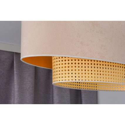 Duolla - Bevestigde hanglamp DOUBLE OVAL RATTAN 2xE27/15W/230V crème/rotan