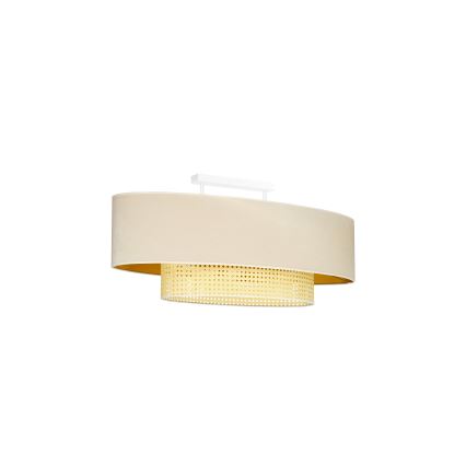 Duolla - Bevestigde hanglamp DOUBLE OVAL RATTAN 2xE27/15W/230V crème/rotan