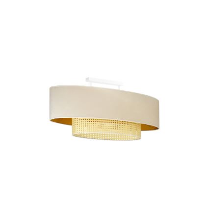 Duolla - Bevestigde hanglamp DOUBLE OVAL RATTAN 2xE27/15W/230V crème/rotan