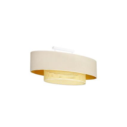 Duolla - Bevestigde hanglamp DOUBLE OVAL RATTAN 2xE27/15W/230V crème/rotan