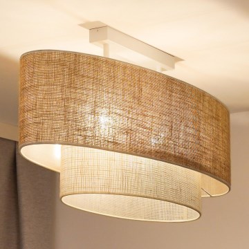 Duolla - Bevestigde hanglamp DOUBLE OVAL YUTE 2xE27/15W/230V bruin/crème