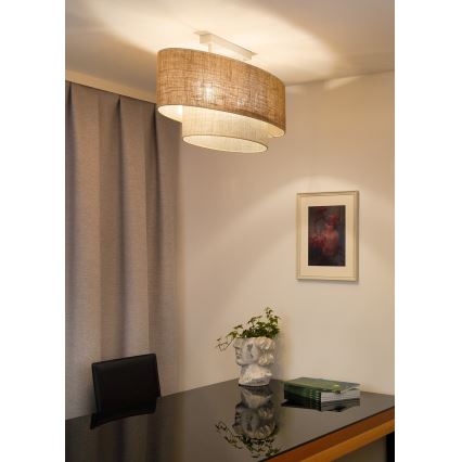 Duolla - Bevestigde hanglamp DOUBLE OVAL YUTE 2xE27/15W/230V bruin/crème