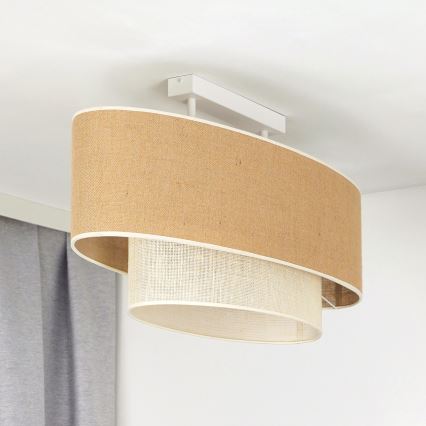 Duolla - Bevestigde hanglamp DOUBLE OVAL YUTE 2xE27/15W/230V bruin/crème