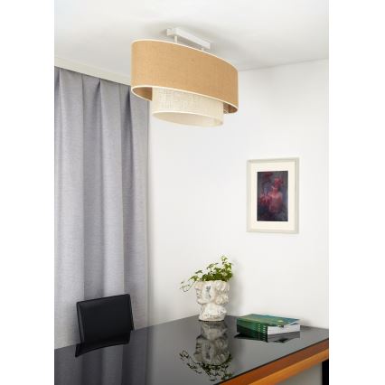 Duolla - Bevestigde hanglamp DOUBLE OVAL YUTE 2xE27/15W/230V bruin/crème