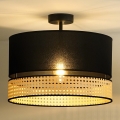 Duolla - Bevestigde hanglamp DOUBLE RATTAN 1xE27/15W/230V diameter 40 cm zwart/beige