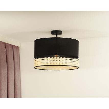 Duolla - Bevestigde hanglamp DOUBLE RATTAN 1xE27/15W/230V diameter 40 cm zwart/beige