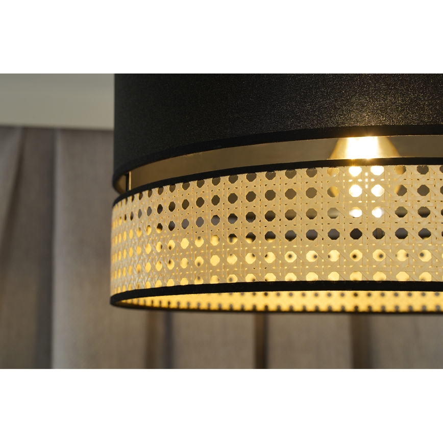 Duolla - Bevestigde hanglamp DOUBLE RATTAN 1xE27/15W/230V diameter 40 cm zwart/beige