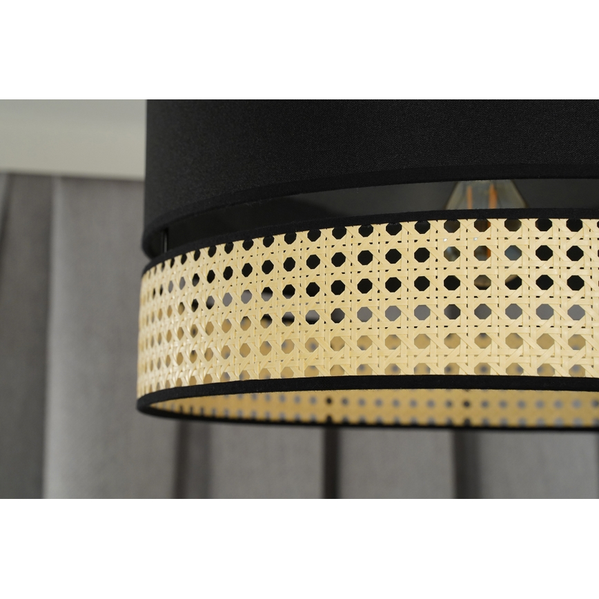 Duolla - Bevestigde hanglamp DOUBLE RATTAN 1xE27/15W/230V diameter 40 cm zwart/beige